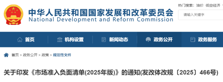 2025年市场准入负面清单解读